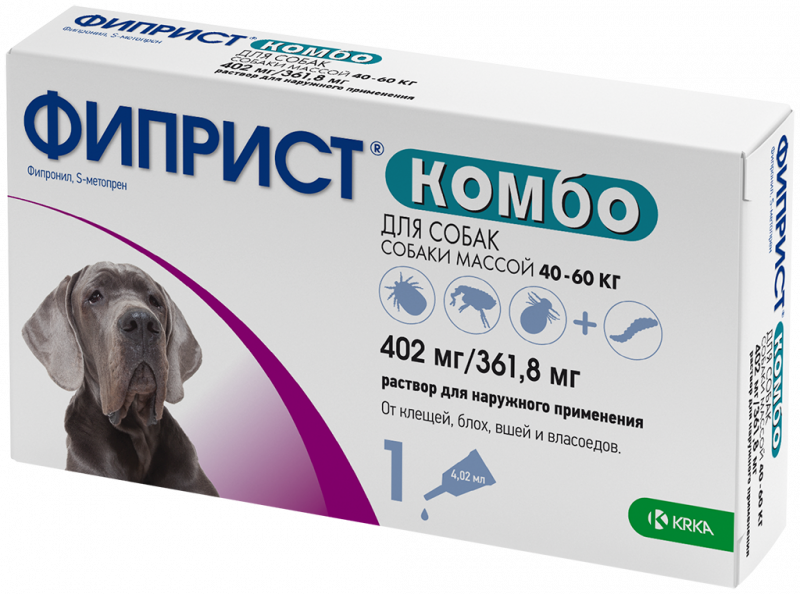 Фиприст Комбо, для собак 40-60 кг капли на холку, 1 пипетка